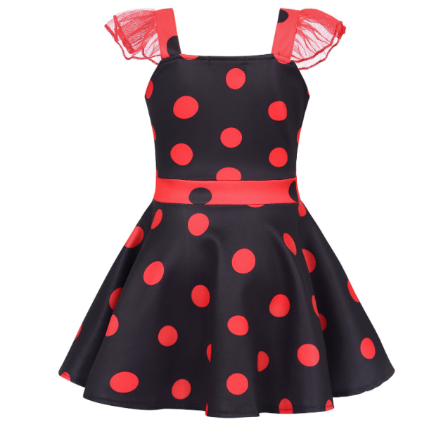 Jenter Polka Dots Ladybug Dress Up kostyme black 140cm