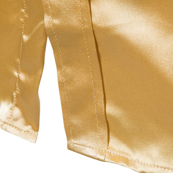 Langærmede Button Up skjorter til mænd Skinnende langærmede skjorter Yellow XL