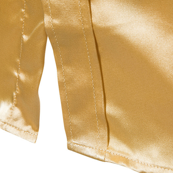 Langermede skjorter med knapper for menn Skinnende langermede skjorter Yellow XL