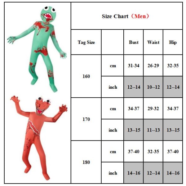ROBLOX Rainbow Friends Jumpsuit Mask Cosplay Kostym Outfits green