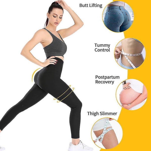 Sweat Sauna Waist trainer Body Shaper Weight Loss Slimming Pants Shapewear Black-Silver M