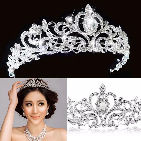 Princess Diamond Crown Wedding Bride Tiara Halloween Cosplay