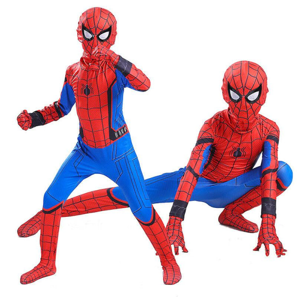 Spiderman Cosplay-kostyme for barn Hjem Spiderman-kostyme Halloween Cosplay-kostyme W 120