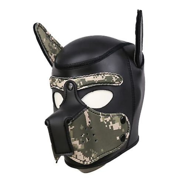 Carnival Puppy Mask Åndbar hovedbeklædning Cosplay Animal Head Mask camouflage dog head mask