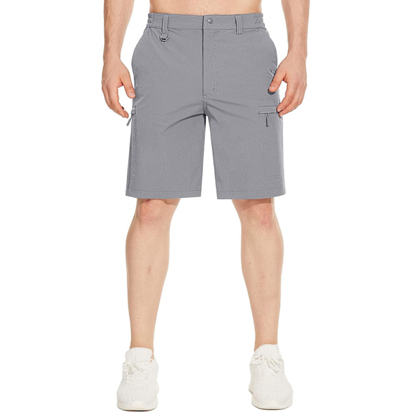 HAUFR Herre Hiking Cargo Quick Dry Shorts Letvægts campingshorts med 5 lommer Light Grey 36