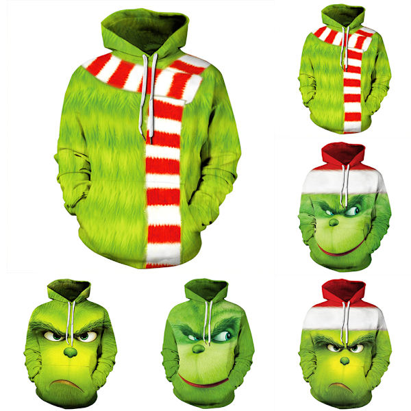 Børne The Grinch's Hættetrøjer Sweatshirt Pullover Hættetrøje Gave E 130cm