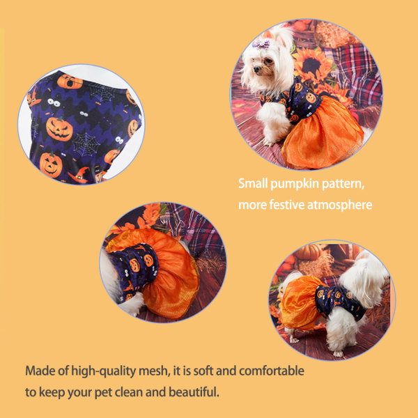 Pet Mesh kjol Halloween festkläder Utsökt Cosplay kostym Orange（S）
