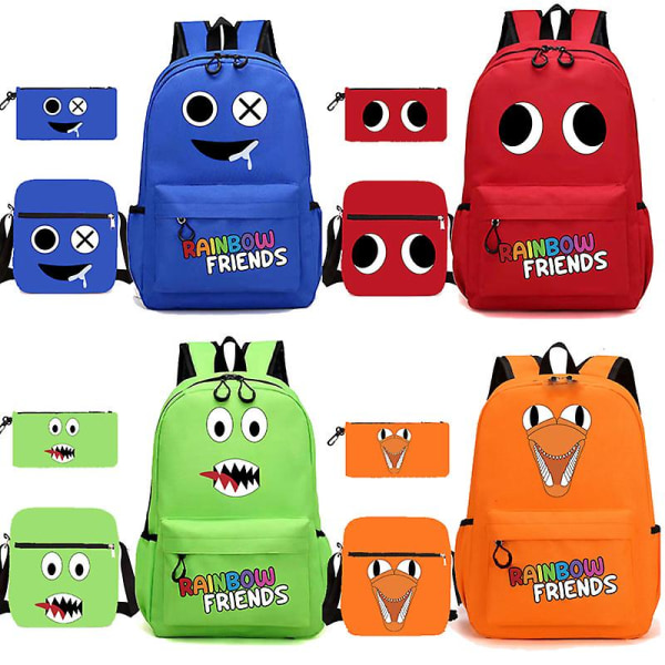 Rainbow Friends Printed Backpack Casual Student Skoleveske 3 Stk Orange