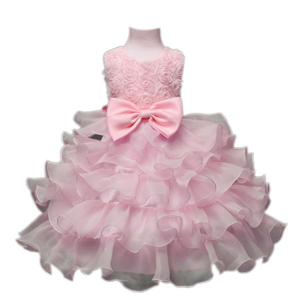 Tjejklänning Barn Volanger Spets Fest Bröllopsklänning Regnbågstyll pink 100