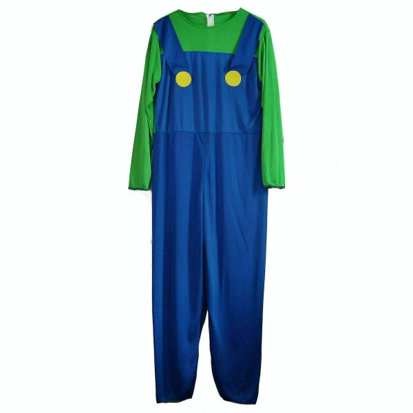 Miesten aikuisten Super Mario ja Luigi Fancy Dress Plumber Bros Halloween -asu Green Luigi S