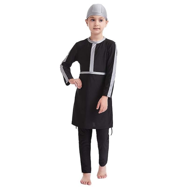 Muslimityttöjen uimapuvut, lapset vaatimaton rantauimapuku uimapuku islamilainen burkini Grey 11-12 Years