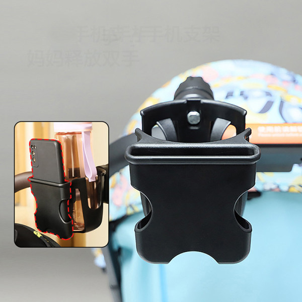 Mugghållare För Barnvagn Telefonhållare Universal Barnvagn Baby Stroll Black
