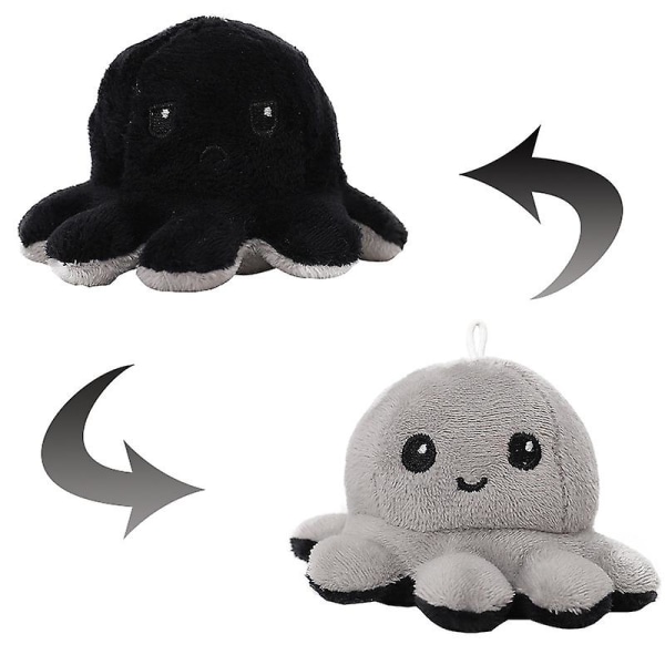 Vändbar Octopus Plushie Dubbelsidig Flip Doll Show Mood Toy Style 6