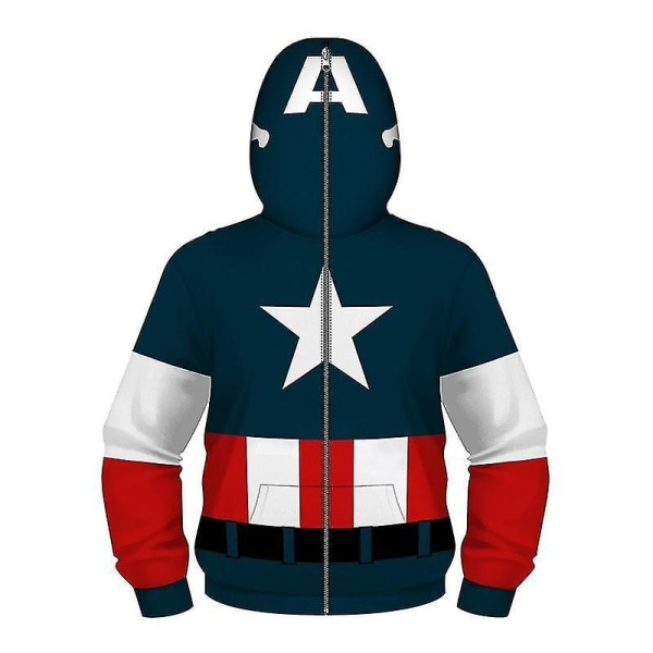 Captain America Iron-man huvtröja med dragkedja Toppar med dragkedja blue XS