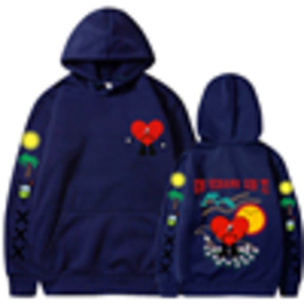 Nytt album Bunny erch Bad un verano sin ti Hoodie Coat Herr Dam Navy Blue M