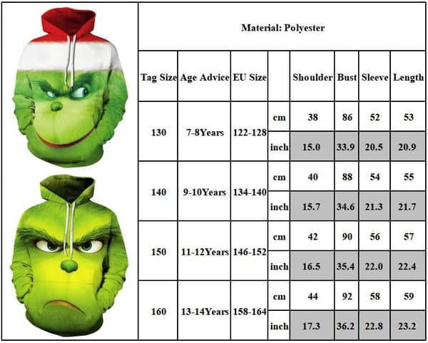 Barn The Grinch's Hettegensere Sweatshirt Pullover Hettegenser Gave A 130cm