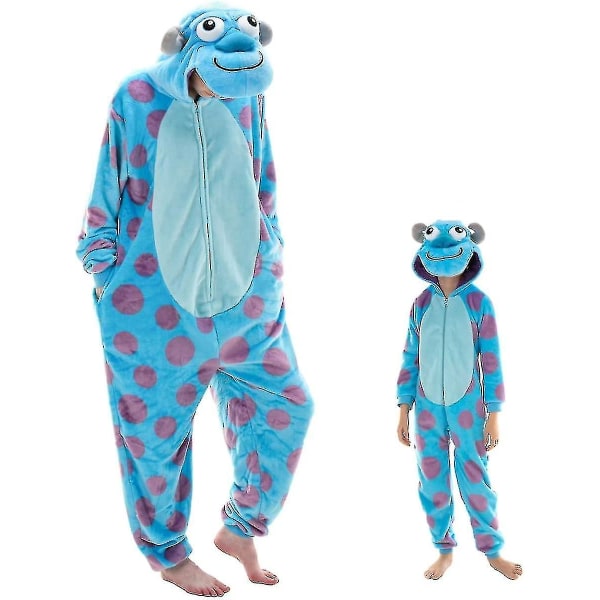 Snug Fit Unisex Aikuisten Onesie Pyjama Flanelli Cosplay Animal One Piece Halloween -asu Yöpuvut Kotivaatteet Q Sulley M