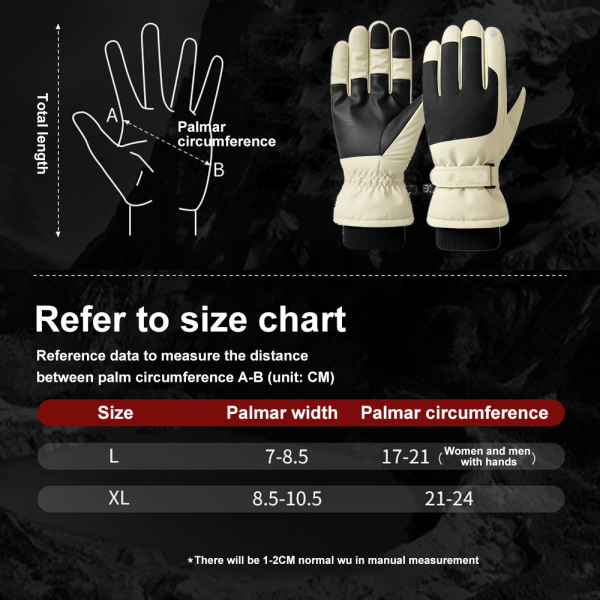 Vinterskihansker, vanntette snowboardhansker med berøringsskjerm,