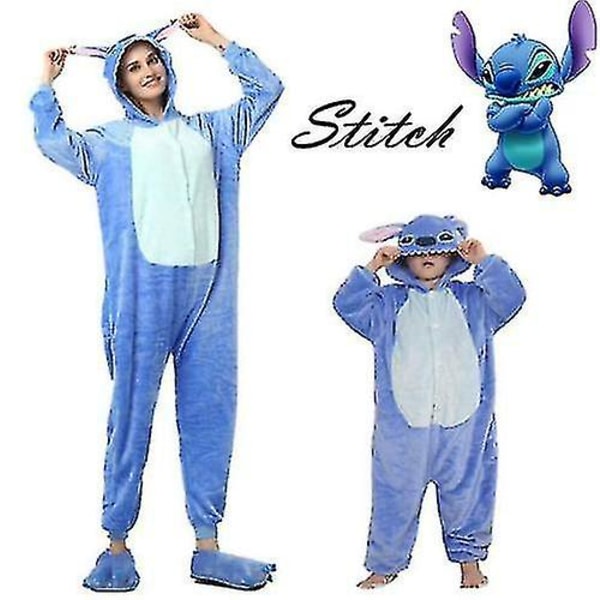 Barn Blue Stitch Cartoon Animal Sleepwear Party Cosplay kostym kostym Adult M