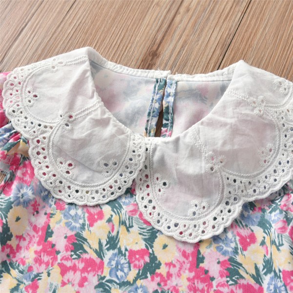 2 kpl Baby Summer Outfit Tyttö Printed Ruffle Top Lace shortsit Pink 100cm