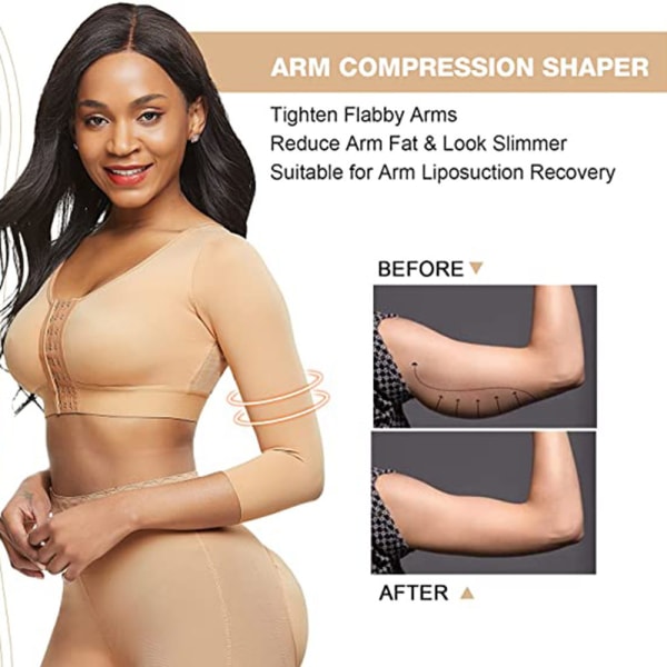 Damer Shapewear Långärmad Arm Shaper BH Front ClosureTank Top skin 2XL