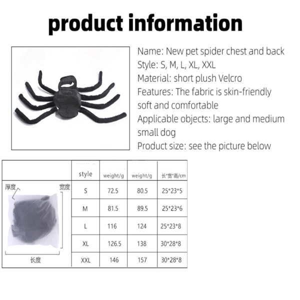 Halloween Mode Kattetøj Edderkop Kiste Kæledyr Cosplay Sort Medium double extra large