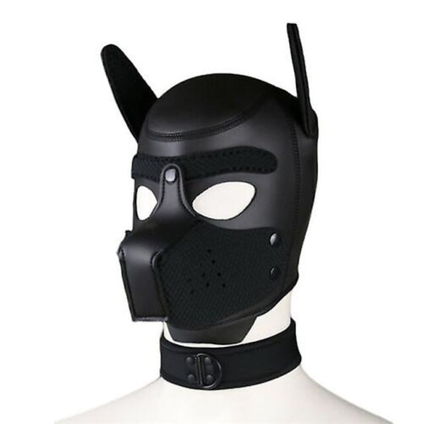 Carnival Puppy Mask Andas huvudbonader Cosplay Animal Head Mask black Dog head mask collar