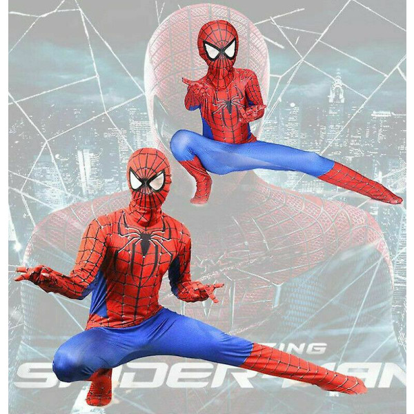 Spiderman Cosplay kostyme for barn Red spiderman 7-8 Years