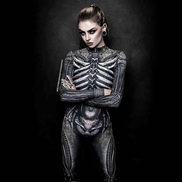 Naisten puku Seksikäs scifi-halloween-asu, paras pelottava naisten puku black M