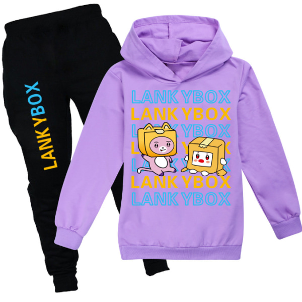 Barn LANKYBOX Print Hoodies Byxor Kostym Träningsoverall Set socks one size