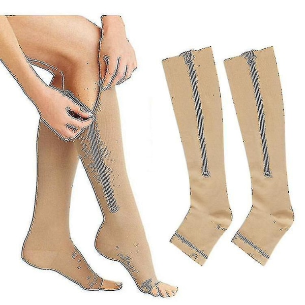 Kompresjonssokker med glidelås sokker vene elastiske sokker sport løpefotball Et par sokker