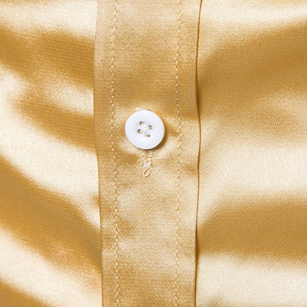 Langermede skjorter med knapper for menn Skinnende langermede skjorter Yellow XL