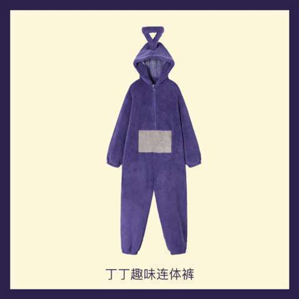 Teletubbies Kostym Vuxna Pyjamas Pyjamas Sovkläder Jumpsuit Tinky Winky Costume Adult S
