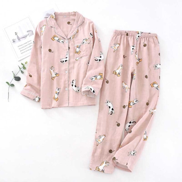 Summer Lovers Gaze Cotton Pyjamas Set Söt tecknad printed