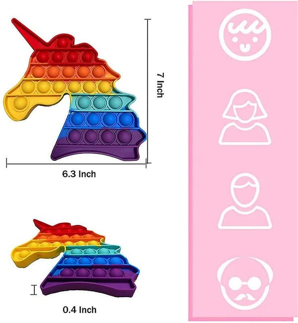 Stress Reliever Silikone Bubble Popper Soft Squeeze Legetøj - Unicorn Rainbow