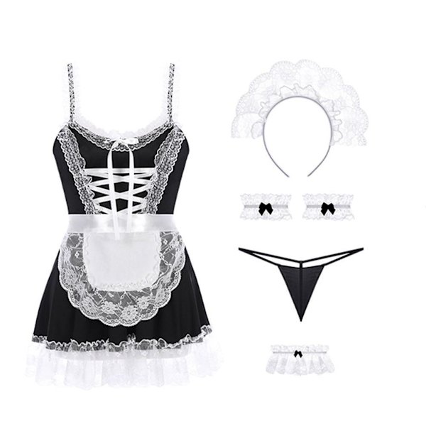 Sexy Lace Lingerie Maid puku Lolita Outfits Cosplay Uniform D blackA One Size
