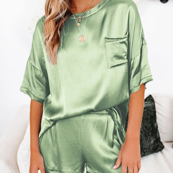 2st Kvinnor Pyjamas Set Kortärmad Summer Sleepwear Green M