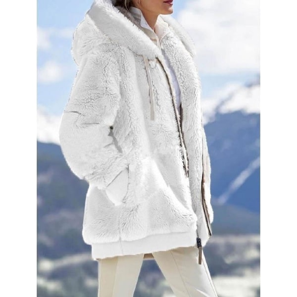 FurHoode for kvinner LoosCoaParkJacket Hettegenser White S