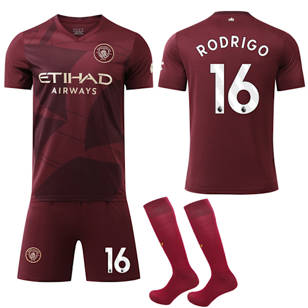 2024-2025 Manchester City Bortaställ Barn Vuxen Fotbollströja Kit No.16 RODRIGO No.16 RODRIGO 28