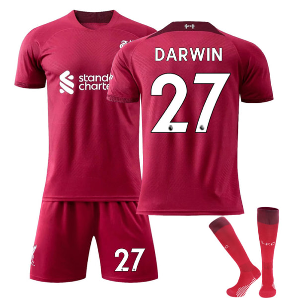 -23 Liverpool Home Børnefodboldtrøjesæt nr. 27 Darwin Núñez 22