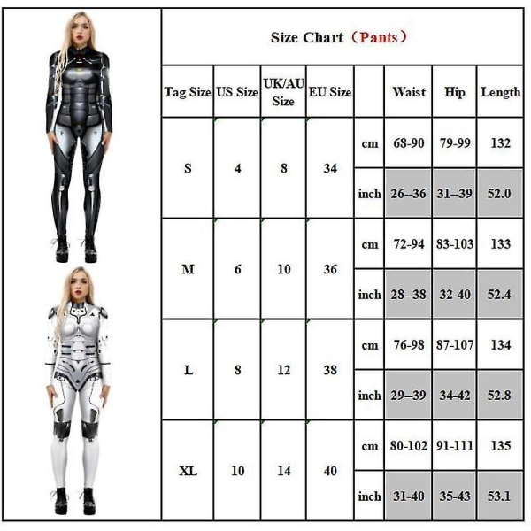 Dame 3d Robot trykt Cosplay kostyme Jumpsuit Halloween Playsuit Dark Grey