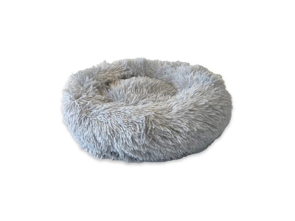 Rund blød fluffy hundeseng katteseng LightGrey 40 cm