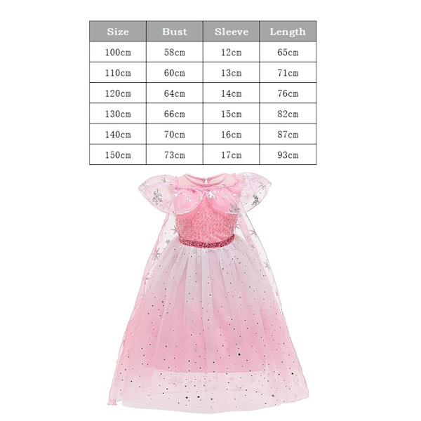 Prinsesse Elsa Kostume til børn Halloween Fest Cosplay Kjole Julekarneval cm Blue 100