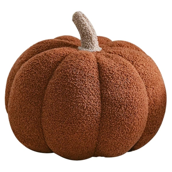 Halloween gresskar pute dekor, gresskar plysj pute fleece fylte gresskar dekorasjon Halloween gresskar pute pute til sofa, myk Halloween pumpe brown 11.8*7.87in