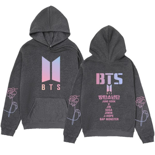 Bts unisex hoodie Casual hoodie Cosplay Jacket Top Dark Grey L