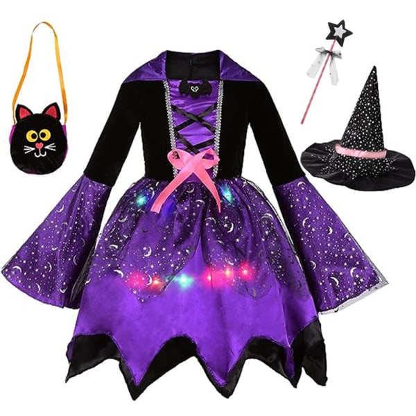 Halloween Cosplay Anime Costume Witch Glowing Dress for Kids M