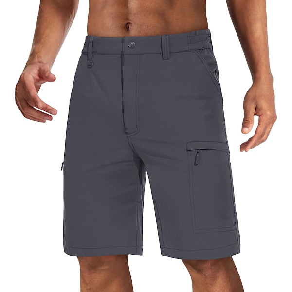 HAUFR Herre Hiking Cargo Quick Dry Shorts Lett campingshorts med 5 lommer Dark Grey 32