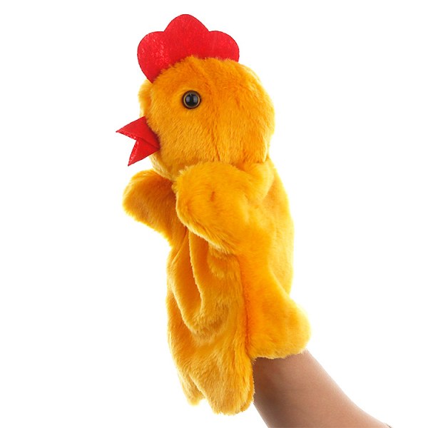 En (høne, høyde 25 cm) hånddukke for barn, Deluxe plysjhånddukke