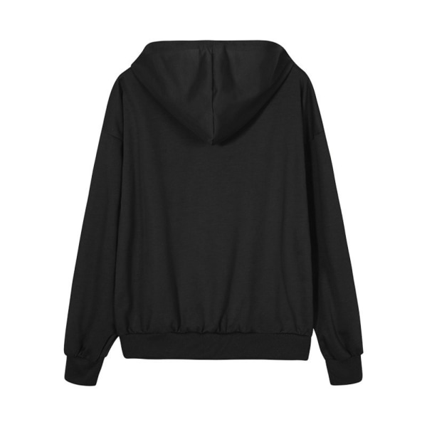 Unisex Zip Oversized Rhinestone Skull Hoodie Sweatshirt Jacka black XL