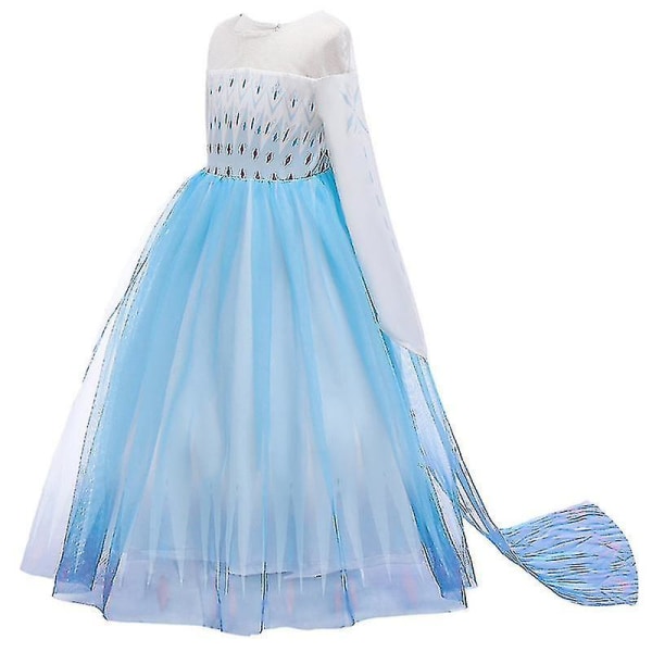 Kids Girl Frozen 2 Costume Queen Elsa Princess Cosplay Party Fancy Dress Light Blue 4-5 Years